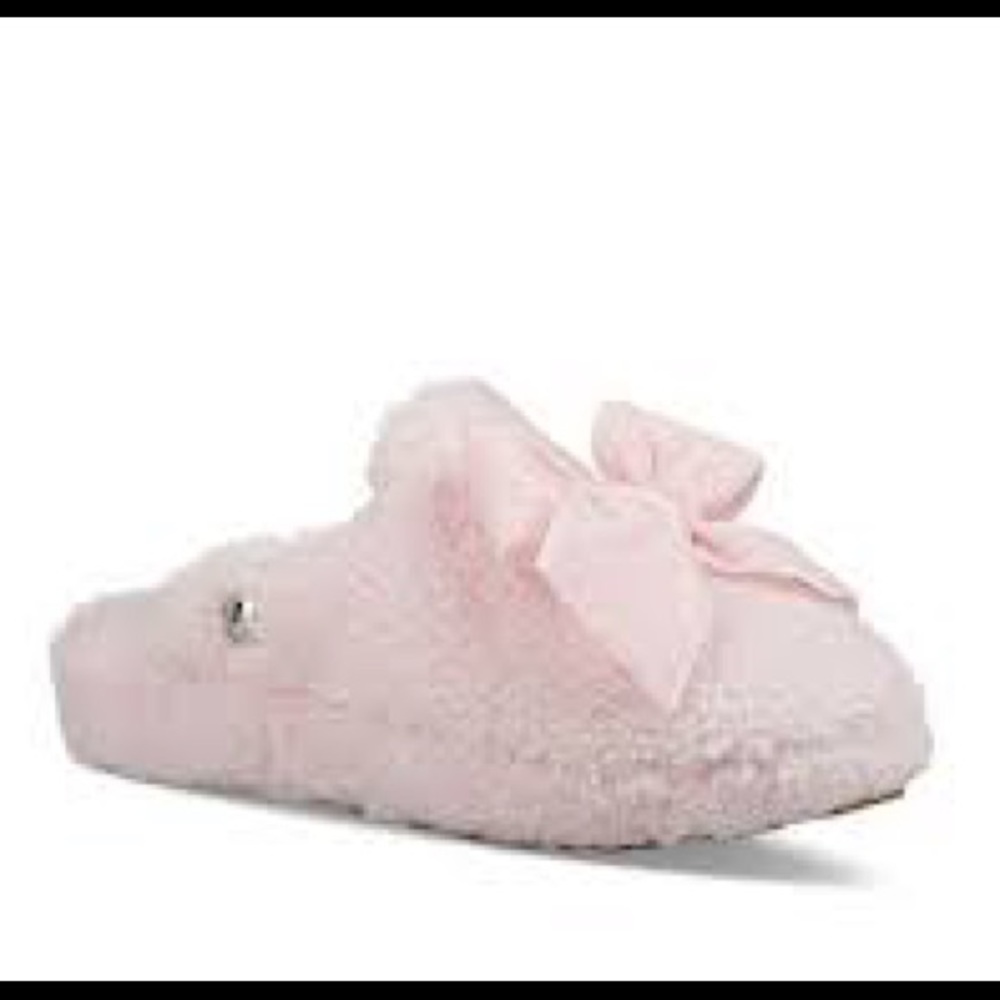 NEW Addison Velvet-Bow Curly Sheepskin Slippers